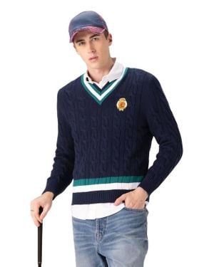 Members Only Cable Knit Cricket Sweater - Blue