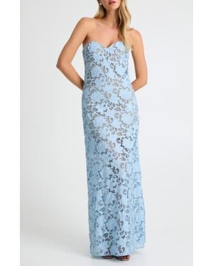 HELSI Lindsey Strapless Floral Lace Gown - Blue