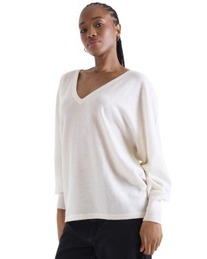 1982 Paros V-Neck 100% Cashmere Sweater - White