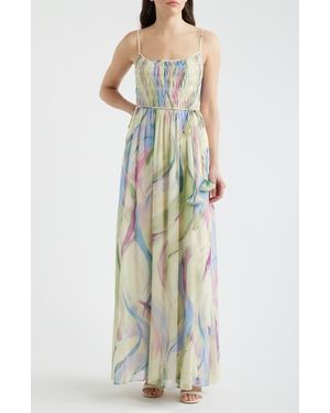 Vince Camuto Abstract Print Chiffon Gown - Multicolor