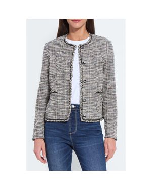 Lyssé Collarless Stretch Tweed Jacket - Gray