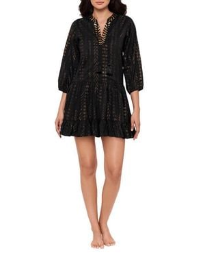 Miraclesuit Metallic Jacquard Cover-Up Dress - Black