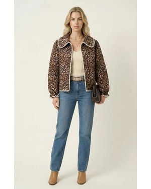 Modenaire Button-Front Contrast Trim And Collar Jacket - Blue