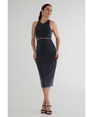 KADA The Cupro Sculpt Racerback Midi Dress - Blue