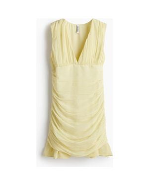 H&M Draped Chiffon Dress - Yellow