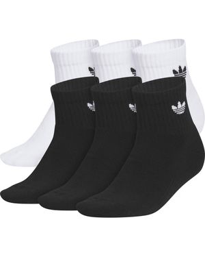 adidas Kids' Originals Trefoil Assorted 6-Pack Quarter Socks - Black