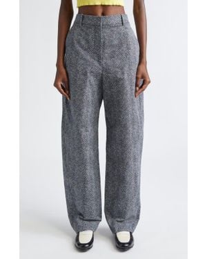 Givenchy Double Pleat Low Waist Donegal Herringbone Pants - Gray
