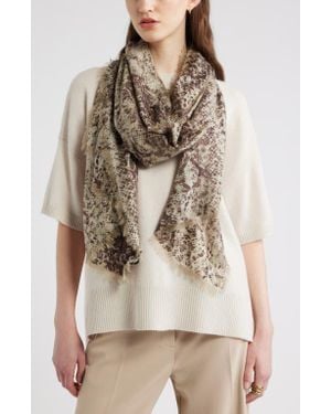 Nordstrom Eyelash Trim Print Cashmere & Silk Wrap - Multicolor