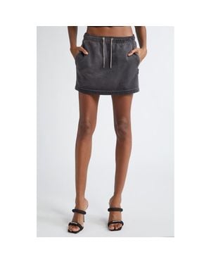 Alexander Wang Hotfix Crystal Drawstring French Terry Miniskirt - Gray