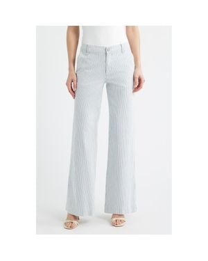 Kobi Halperin Keren High Waist Stripe Wide Leg Stretch Cotton Pants - Blue