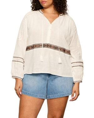 Sanctuary Retreat Embroidered Detail Cotton Top - White