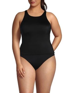 Lands' End Tugless High Neck Strappy Back Tankini Swimsuit Top - Black