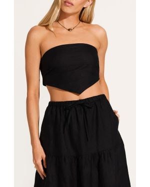 Vitamin A Joni Scarf Strapless Crop Top - Black