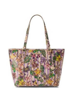 Brahmin Medium Asher Croc Embossed Leather Tote - White
