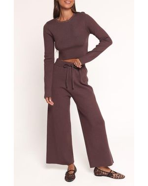 Petal & Pup Ayers Long Sleeve Rib Top & Wide Leg Pants - Purple