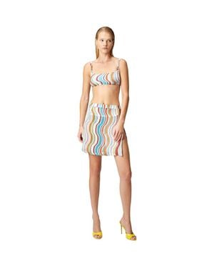 Missoni Cover-Up Miniskirt With Lamé Wave Motif And Slit - White