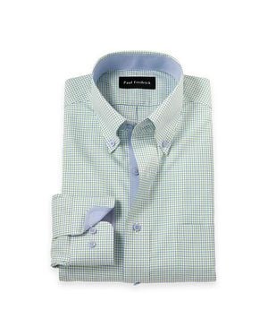 Paul Fredrick Cotton Poly Spandex Buttondown Collar Twill Slim Contrast Trim Button Cuff Long Sleeve - Blue