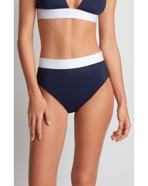 Ralph Lauren Banded High Waist Bikini Bottoms - Blue