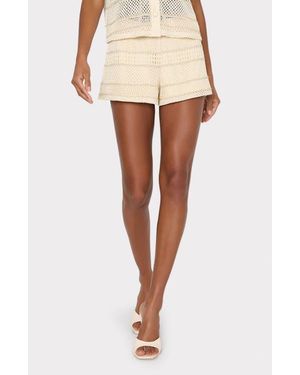 MILLY Metallic Crochet Cover-Up Shorts - Natural