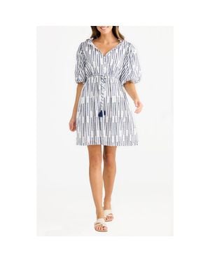 Brave+True Island Time Vertical Dot Print Shirtdress - Blue