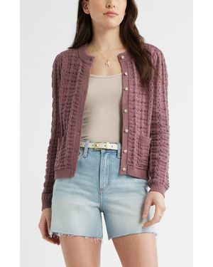Caslon Pointelle Stitch Cotton Cardigan - Red