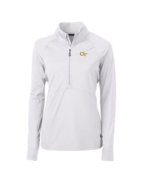 Cutter & Buck Georgia Tech Jackets Adapt Eco Knit Half-Zip Pullover Jacket - Blue