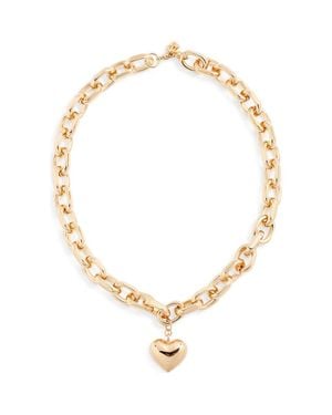 Open Edit Puffy Heart Pendant Chain Necklace - Metallic