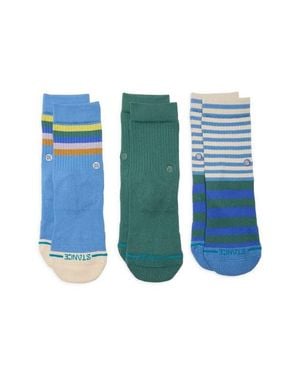 Stance Kids' Assorted 3-Pack Stripe & Solid Crew Socks - Blue