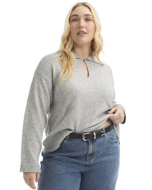 June + Vie Polo Shirt Sweater - Gray
