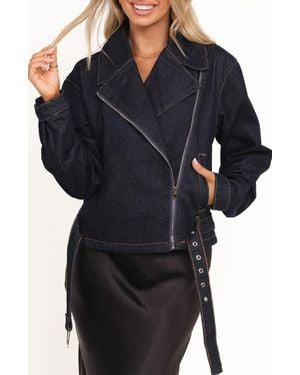Petal & Pup Mira Denim Moto Jacket - Black