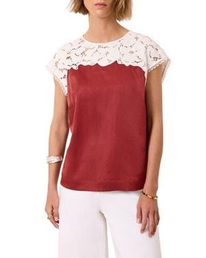 Mint Velvet Satin Lace Top - Red