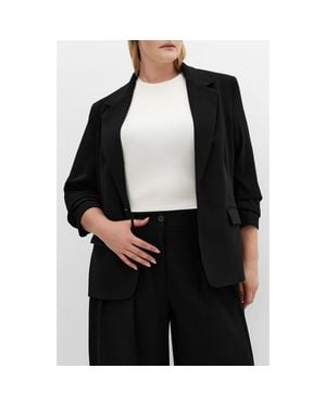 City Chic Abbie Ruched Sleeve Blazer - Black