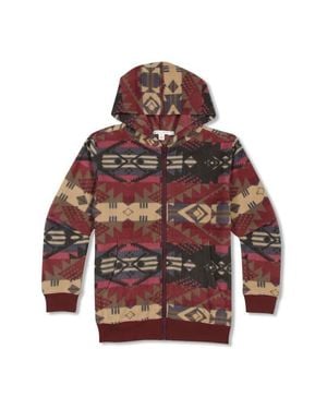 Threads For Thought Kids' Print Zip-Up Hooded Fleece Jacket - Red