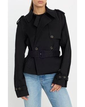 GOOD AMERICAN Crop Trench Jacket - Black