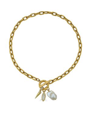 Loni Paul Jewelry Marquise & Pearl Toggle Necklace - Metallic