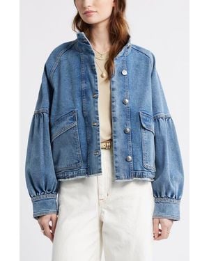 Treasure & Bond Blouse Sleeve Denim Jacket - Blue