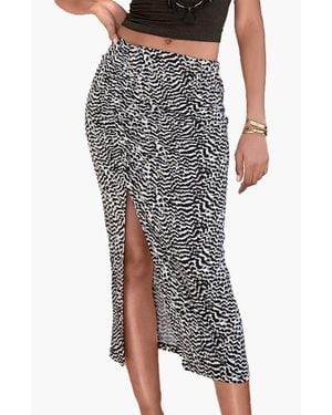 Lascana Ruched Slit Midi Skirt - Black