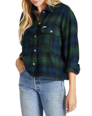 Brixton Bowery Plaid Cotton Flannel Button-Up Shirt - Blue