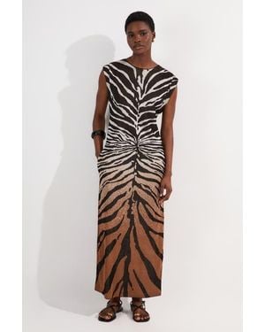 Karen Millen Jacquard Zebra Print Slinky Maxi Dress - Brown