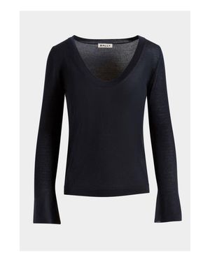 Bally V-Neck Knit Top - Black