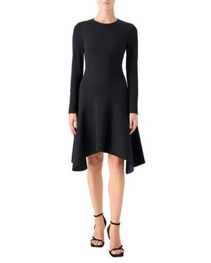 Akris Punto Long Sleeve Asymmetric Midi Dress - Black
