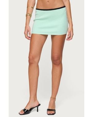 Edikted Aureley Contrast Low Rise Knit Miniskirt - Blue