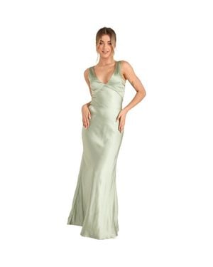 Six Stories Twist Back Satin Bridesmaid Dress - Green