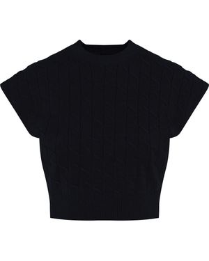 BuHu Cable Knit Soft Stretch Vest - Black