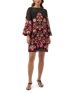 Trina Turk Salim Embroidered Puff Sleeve Dress
