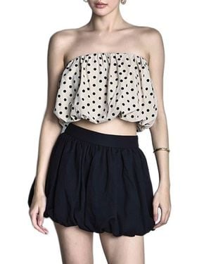 Endless Rose Polka Dot Strapless Bubble Top - Blue