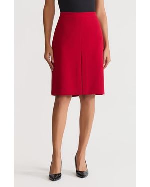 Kasper Pleat Front Pencil Skirt - Red