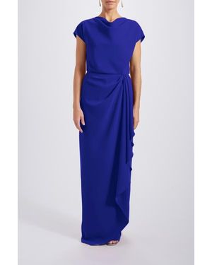 Amsale Draped Crepe Gown - Blue