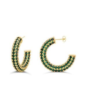 SHYMI Colored Crystal Pavé Hoop Earrings - Green