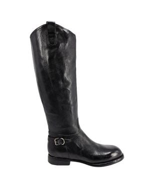 Madison Maison Leather Side Zip Knee High Boot - Black